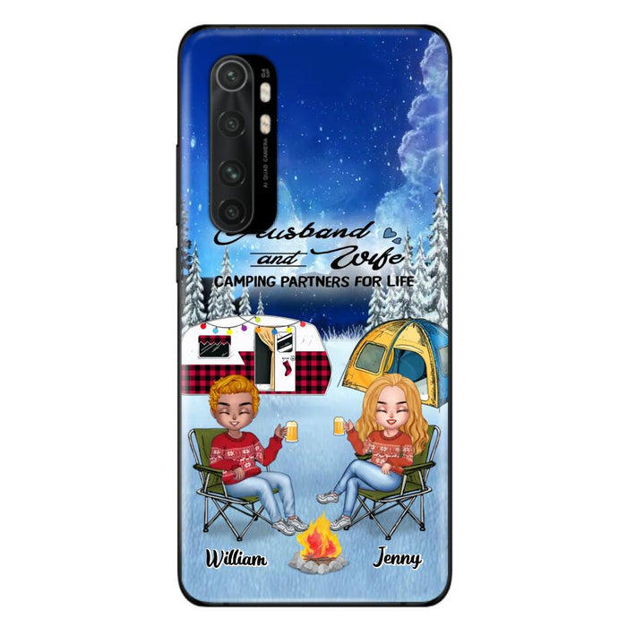 Personalized Camping Couple Xmas Phone Case - Christmas Gift For Couple/Camping Lover/Dog Lover - Up to 4 Dogs - Husband And Wife Camping Partners For Life - Case For Xiaomi, Oppo And Huawei