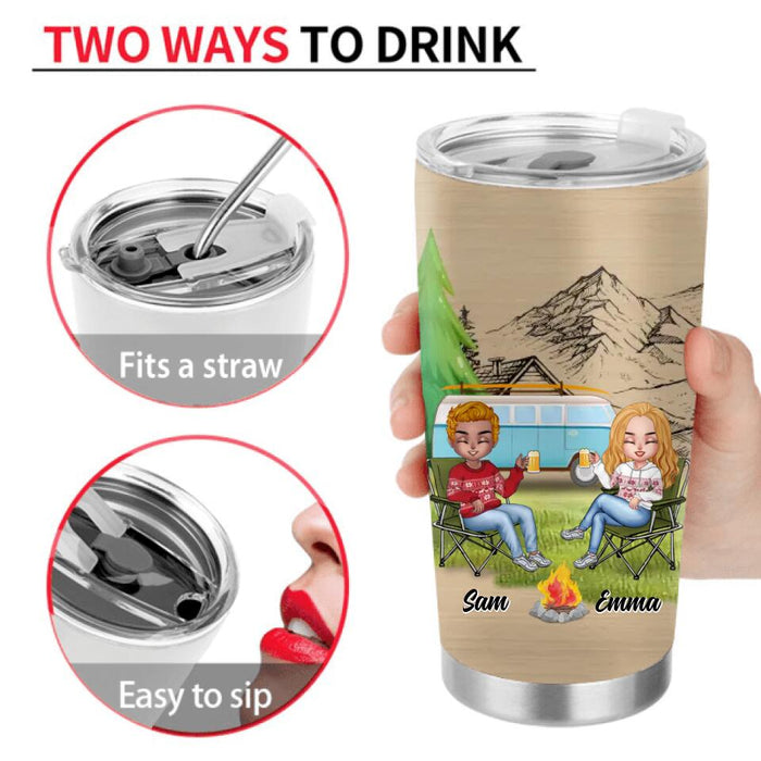 Personalized Christmas Camping Tumbler - Up to 7 People - Christmas Gift For Family/Couple/Camping Lovers - Life Is Better Around The Campfire