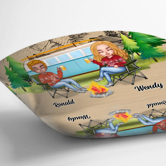 Personalized Christmas Camping Quilt/Fleece Blanket/Pillow Cover - Up to 7 People - Christmas Gift For Family/Couple/Camping Lovers - Making Memories One Campsite At A Time