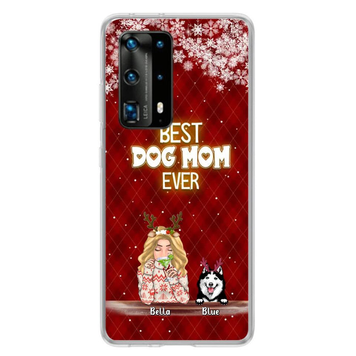 Personalized Christmas Dog Mom Phone Case - Up to 5 Dogs - Christmas Gift Idea For Dog Mom/ Dog Lover - Best Dog Mom Ever - Case For Xiaomi, Oppo And Huawei