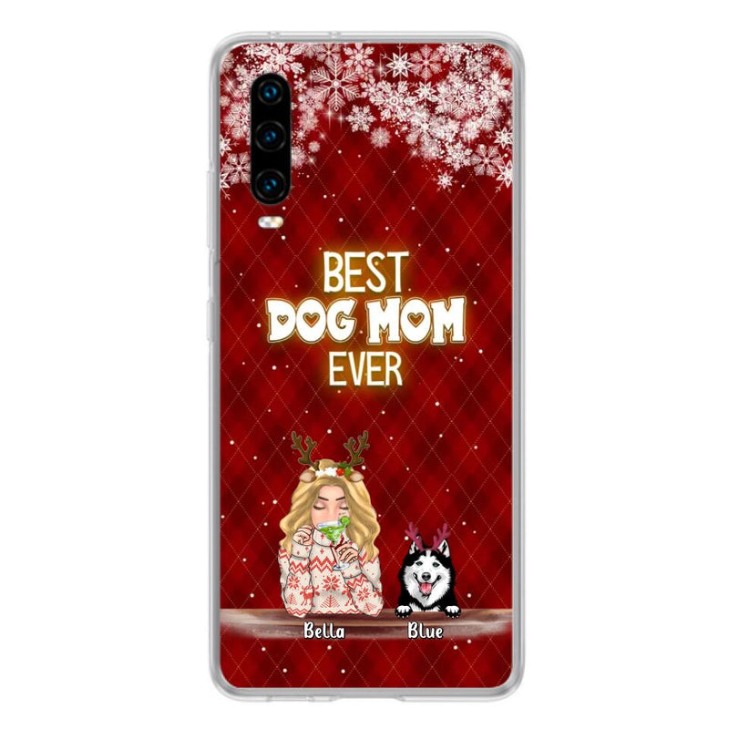 Personalized Christmas Dog Mom Phone Case - Up to 5 Dogs - Christmas Gift Idea For Dog Mom/ Dog Lover - Best Dog Mom Ever - Case For Xiaomi, Oppo And Huawei