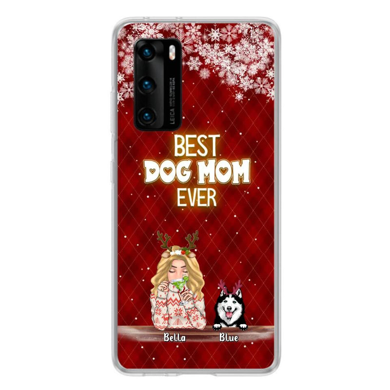 Personalized Christmas Dog Mom Phone Case - Up to 5 Dogs - Christmas Gift Idea For Dog Mom/ Dog Lover - Best Dog Mom Ever - Case For Xiaomi, Oppo And Huawei