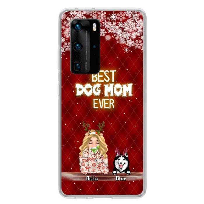 Personalized Christmas Dog Mom Phone Case - Up to 5 Dogs - Christmas Gift Idea For Dog Mom/ Dog Lover - Best Dog Mom Ever - Case For Xiaomi, Oppo And Huawei