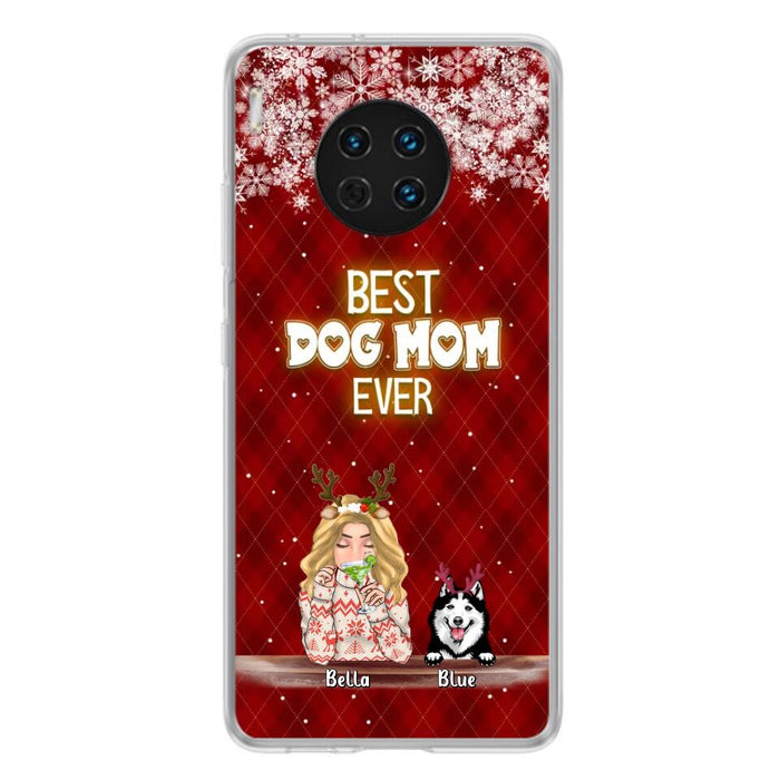 Personalized Christmas Dog Mom Phone Case - Up to 5 Dogs - Christmas Gift Idea For Dog Mom/ Dog Lover - Best Dog Mom Ever - Case For Xiaomi, Oppo And Huawei