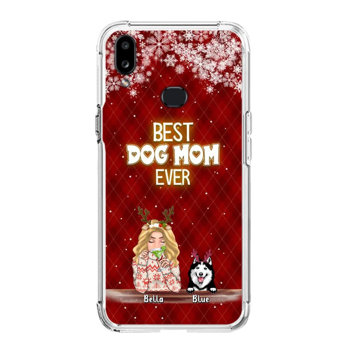 Personalized Christmas Dog Mom Phone Case - Up to 5 Dogs - Christmas Gift Idea For Dog Mom/Dog Lover - Best Dog Mom Ever - Case For iPhone And Samsung