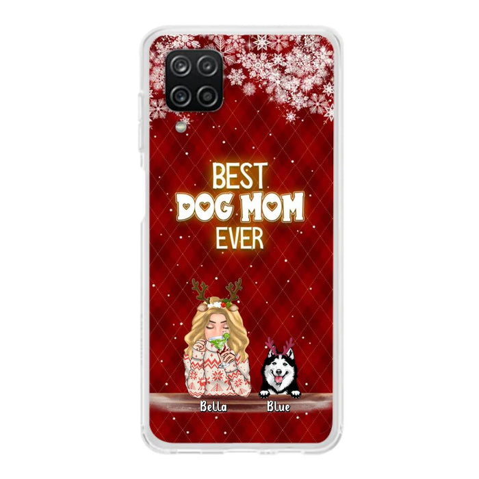 Personalized Christmas Dog Mom Phone Case - Up to 5 Dogs - Christmas Gift Idea For Dog Mom/Dog Lover - Best Dog Mom Ever - Case For iPhone And Samsung