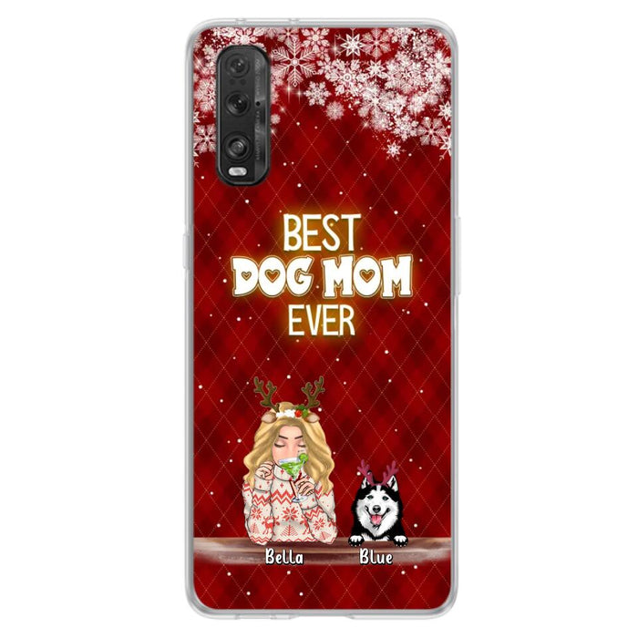 Personalized Christmas Dog Mom Phone Case - Up to 5 Dogs - Christmas Gift Idea For Dog Mom/ Dog Lover - Best Dog Mom Ever - Case For Xiaomi, Oppo And Huawei