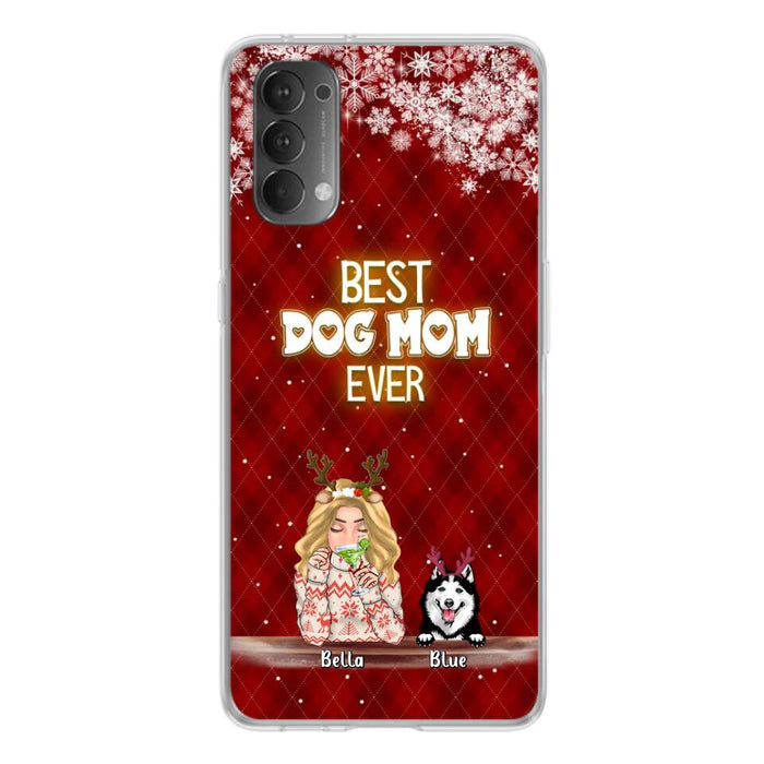 Personalized Christmas Dog Mom Phone Case - Up to 5 Dogs - Christmas Gift Idea For Dog Mom/ Dog Lover - Best Dog Mom Ever - Case For Xiaomi, Oppo And Huawei