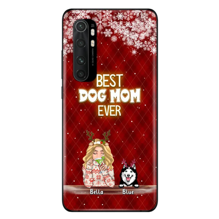 Personalized Christmas Dog Mom Phone Case - Up to 5 Dogs - Christmas Gift Idea For Dog Mom/ Dog Lover - Best Dog Mom Ever - Case For Xiaomi, Oppo And Huawei