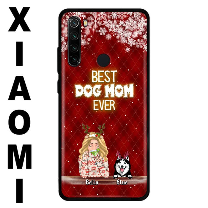 Personalized Christmas Dog Mom Phone Case - Up to 5 Dogs - Christmas Gift Idea For Dog Mom/ Dog Lover - Best Dog Mom Ever - Case For Xiaomi, Oppo And Huawei