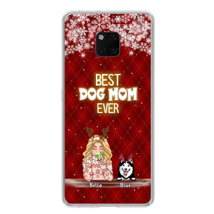 Personalized Christmas Dog Mom Phone Case - Up to 5 Dogs - Christmas Gift Idea For Dog Mom/ Dog Lover - Best Dog Mom Ever - Case For Xiaomi, Oppo And Huawei