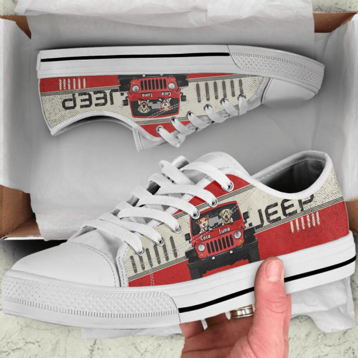 Personalized Off-road & Dogs Sneakers - Gift for Off-road Lovers, Dog Lovers - Up to 2 Dogs