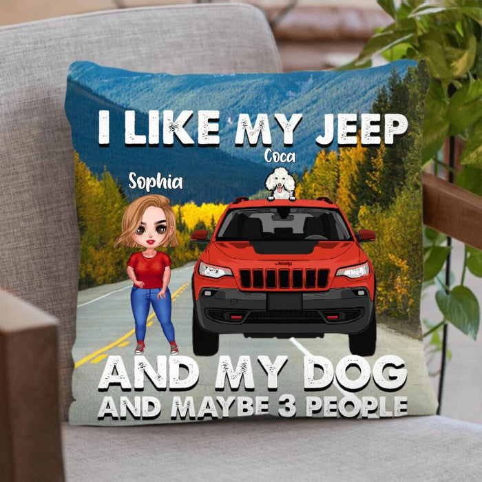 Personalized Off-road Girl Pillow Cover - Up to 3 Dogs - Best Gift For Dog Lover