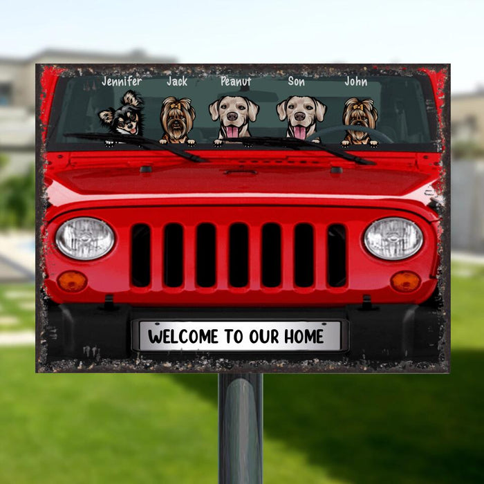 Personalized Dog & Off-road Metal Sign - Up to 5 Dogs - Best Gift For Dog Lovers