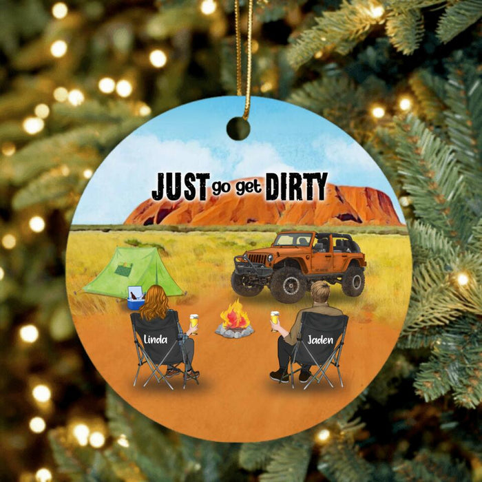 Personalized Offroads SUVs Ornament - Couple With Up to 3 Pets - Gift for Couple, Off-road Lovers