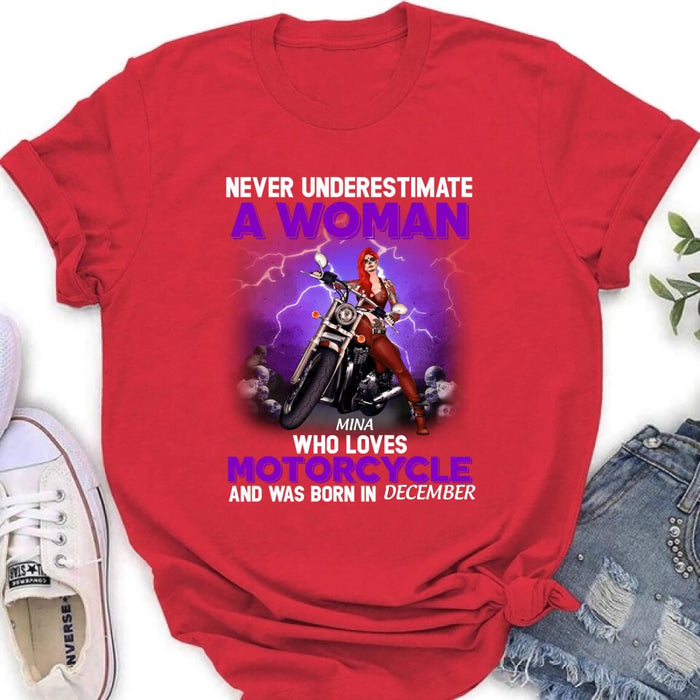 Personalized Biker Girl T-shirt - Gift Idea For Motorcycle Lovers - Never Underestimate A Woman Who Loves Motorcycle And Was Born In December