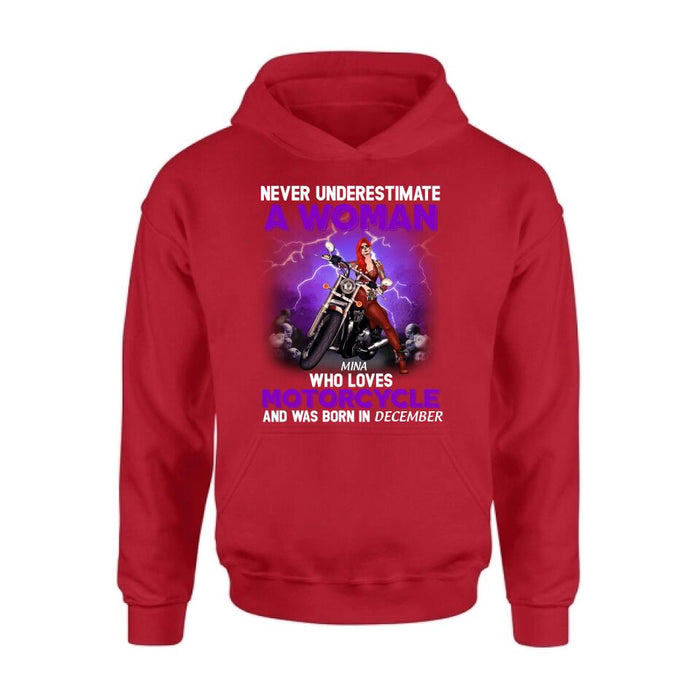 Personalized Biker Girl T-shirt - Gift Idea For Motorcycle Lovers - Never Underestimate A Woman Who Loves Motorcycle And Was Born In December