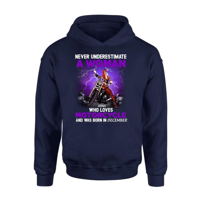 Personalized Biker Girl T-shirt - Gift Idea For Motorcycle Lovers - Never Underestimate A Woman Who Loves Motorcycle And Was Born In December