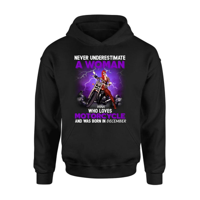 Personalized Biker Girl T-shirt - Gift Idea For Motorcycle Lovers - Never Underestimate A Woman Who Loves Motorcycle And Was Born In December