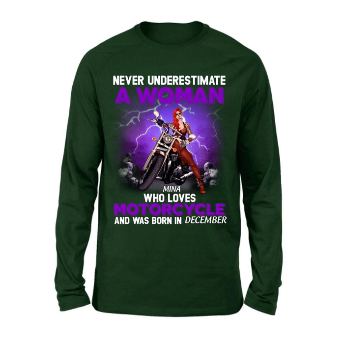 Personalized Biker Girl T-shirt - Gift Idea For Motorcycle Lovers - Never Underestimate A Woman Who Loves Motorcycle And Was Born In December