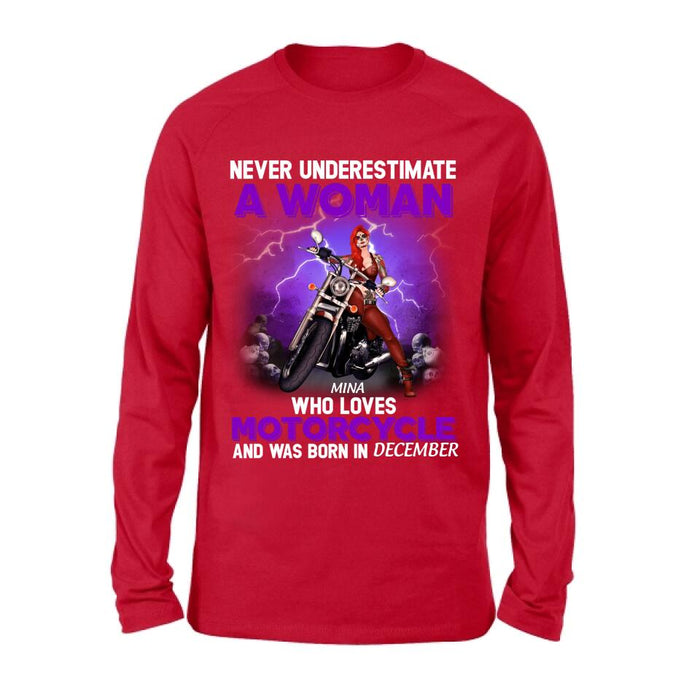 Personalized Biker Girl T-shirt - Gift Idea For Motorcycle Lovers - Never Underestimate A Woman Who Loves Motorcycle And Was Born In December