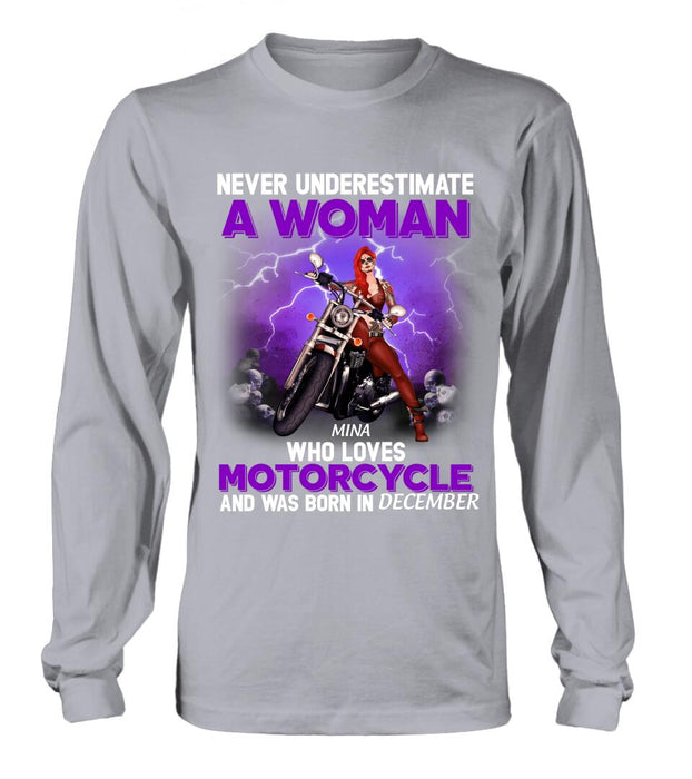 Personalized Biker Girl T-shirt - Gift Idea For Motorcycle Lovers - Never Underestimate A Woman Who Loves Motorcycle And Was Born In December