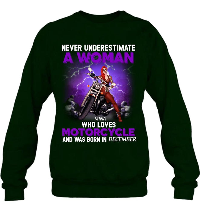 Personalized Biker Girl T-shirt - Gift Idea For Motorcycle Lovers - Never Underestimate A Woman Who Loves Motorcycle And Was Born In December