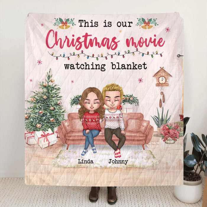 Personalized Christmas Couple Fleece Throw Blanket/Quilt - Christmas Gift Idea For Couple - Up To 4 Dogs - This Is Christmas Movie Watching Blanket
