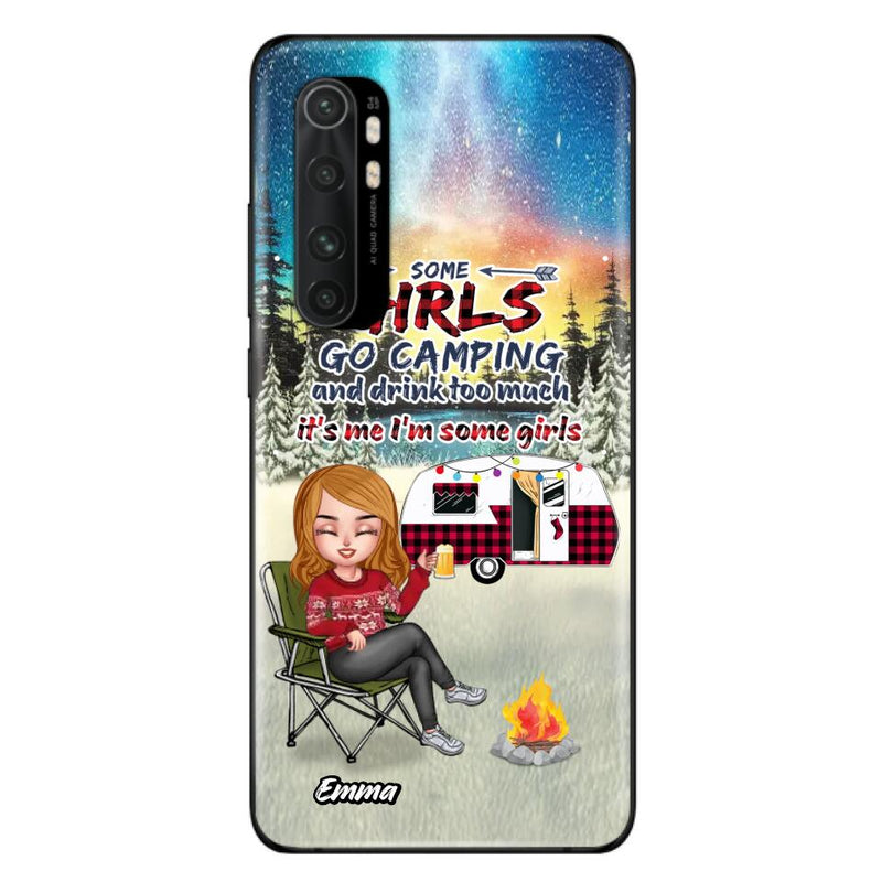 Personalized Xmas Camping Girl Phone Case - Christmas Gift For Camping Lover - Up to 3 Dogs - Some Girls Go Camping And Drink Too Much - Case For Xiaomi, Oppo And Huawei