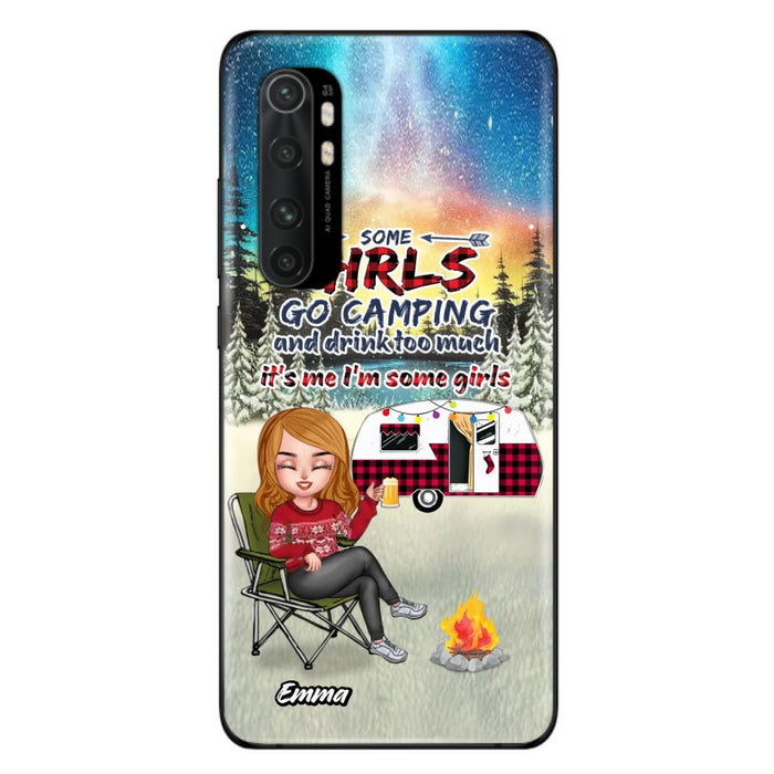 Personalized Xmas Camping Girl Phone Case - Christmas Gift For Camping Lover - Up to 3 Dogs - Some Girls Go Camping And Drink Too Much - Case For Xiaomi, Oppo And Huawei