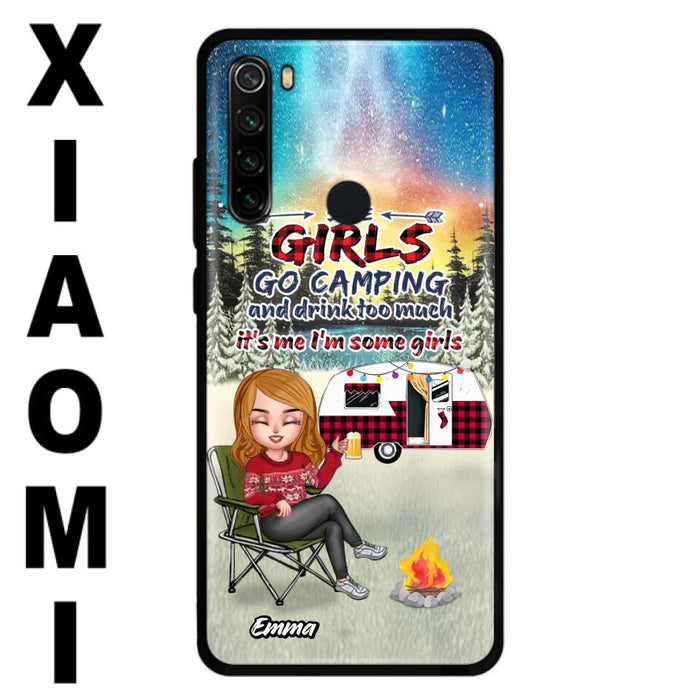 Personalized Xmas Camping Girl Phone Case - Christmas Gift For Camping Lover - Up to 3 Dogs - Some Girls Go Camping And Drink Too Much - Case For Xiaomi, Oppo And Huawei