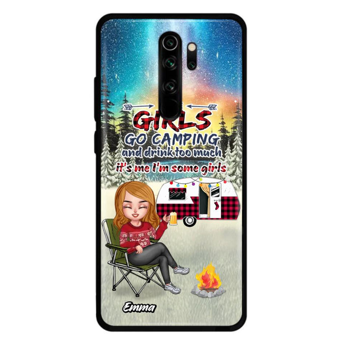 Personalized Xmas Camping Girl Phone Case - Christmas Gift For Camping Lover - Up to 3 Dogs - Some Girls Go Camping And Drink Too Much - Case For Xiaomi, Oppo And Huawei