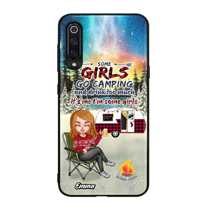 Personalized Xmas Camping Girl Phone Case - Christmas Gift For Camping Lover - Up to 3 Dogs - Some Girls Go Camping And Drink Too Much - Case For Xiaomi, Oppo And Huawei