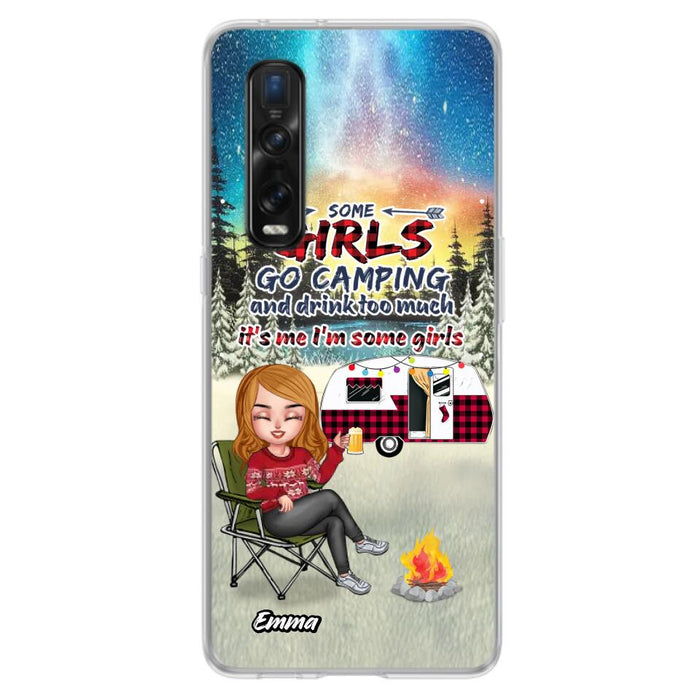 Personalized Xmas Camping Girl Phone Case - Christmas Gift For Camping Lover - Up to 3 Dogs - Some Girls Go Camping And Drink Too Much - Case For Xiaomi, Oppo And Huawei