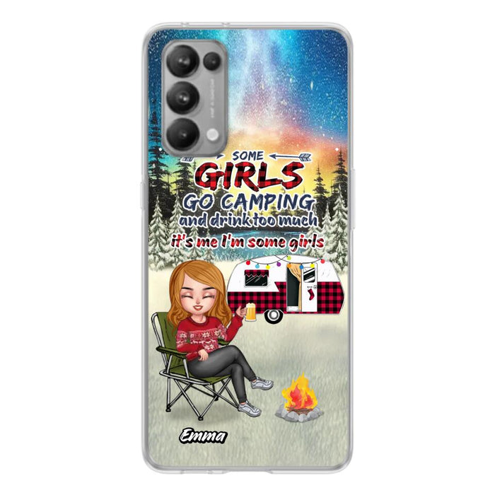 Personalized Xmas Camping Girl Phone Case - Christmas Gift For Camping Lover - Up to 3 Dogs - Some Girls Go Camping And Drink Too Much - Case For Xiaomi, Oppo And Huawei