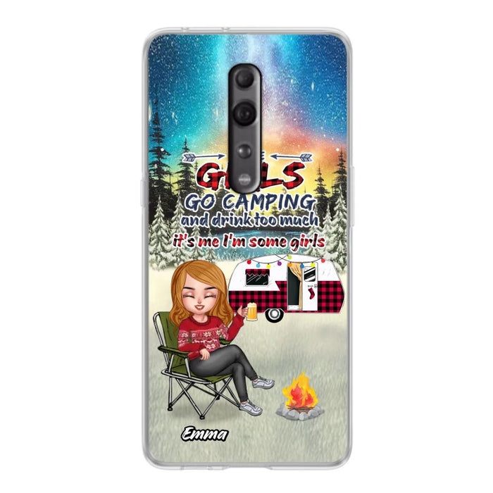 Personalized Xmas Camping Girl Phone Case - Christmas Gift For Camping Lover - Up to 3 Dogs - Some Girls Go Camping And Drink Too Much - Case For Xiaomi, Oppo And Huawei