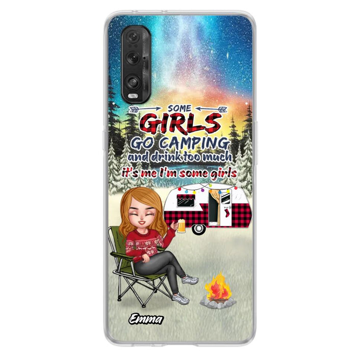 Personalized Xmas Camping Girl Phone Case - Christmas Gift For Camping Lover - Up to 3 Dogs - Some Girls Go Camping And Drink Too Much - Case For Xiaomi, Oppo And Huawei