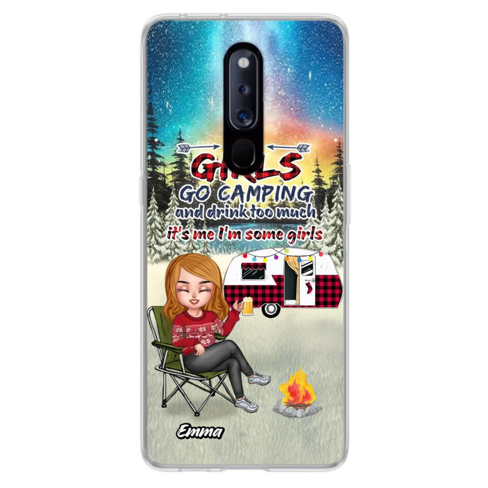Personalized Xmas Camping Girl Phone Case - Christmas Gift For Camping Lover - Up to 3 Dogs - Some Girls Go Camping And Drink Too Much - Case For Xiaomi, Oppo And Huawei