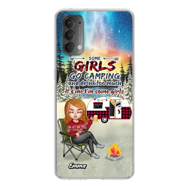 Personalized Xmas Camping Girl Phone Case - Christmas Gift For Camping Lover - Up to 3 Dogs - Some Girls Go Camping And Drink Too Much - Case For Xiaomi, Oppo And Huawei