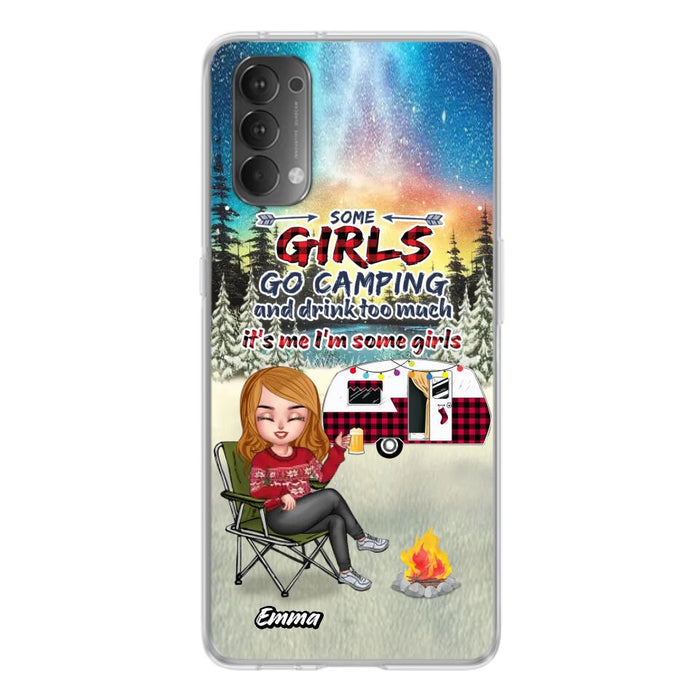 Personalized Xmas Camping Girl Phone Case - Christmas Gift For Camping Lover - Up to 3 Dogs - Some Girls Go Camping And Drink Too Much - Case For Xiaomi, Oppo And Huawei