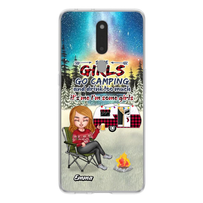 Personalized Xmas Camping Girl Phone Case - Christmas Gift For Camping Lover - Up to 3 Dogs - Some Girls Go Camping And Drink Too Much - Case For Xiaomi, Oppo And Huawei