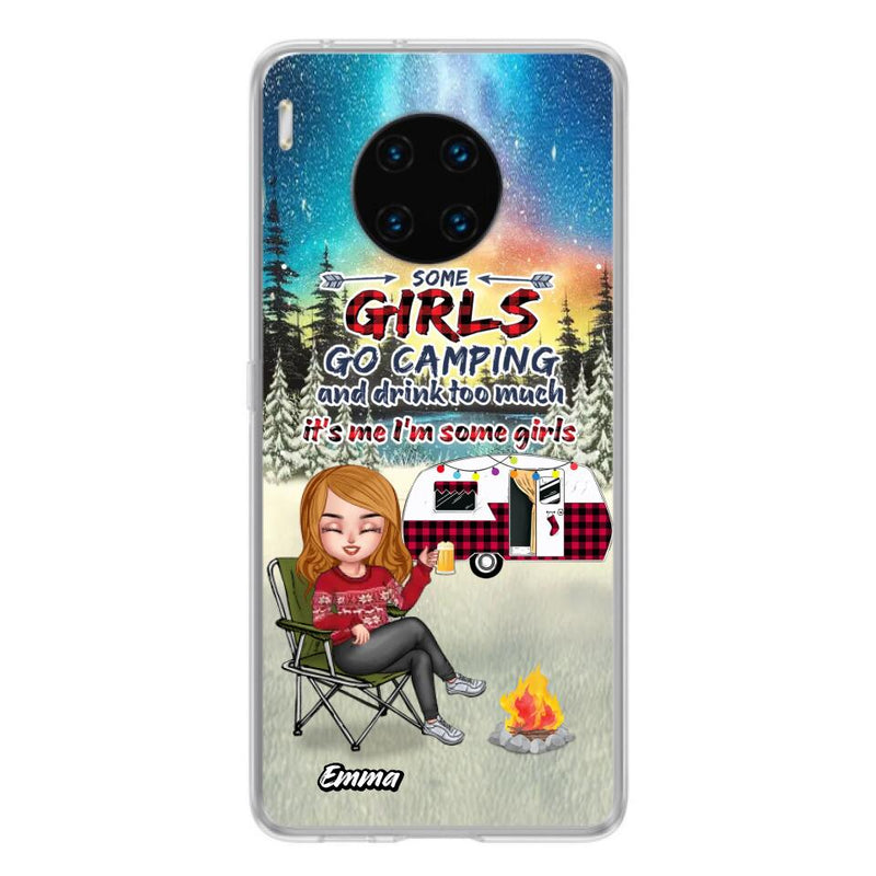 Personalized Xmas Camping Girl Phone Case - Christmas Gift For Camping Lover - Up to 3 Dogs - Some Girls Go Camping And Drink Too Much - Case For Xiaomi, Oppo And Huawei