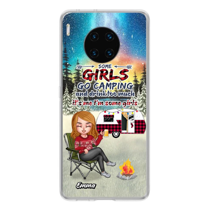 Personalized Xmas Camping Girl Phone Case - Christmas Gift For Camping Lover - Up to 3 Dogs - Some Girls Go Camping And Drink Too Much - Case For Xiaomi, Oppo And Huawei