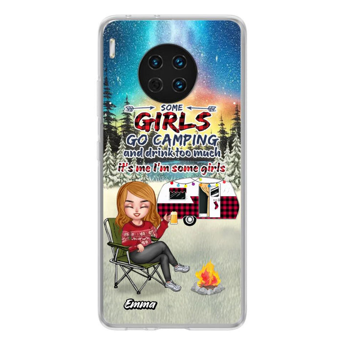 Personalized Xmas Camping Girl Phone Case - Christmas Gift For Camping Lover - Up to 3 Dogs - Some Girls Go Camping And Drink Too Much - Case For Xiaomi, Oppo And Huawei