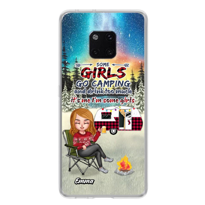 Personalized Xmas Camping Girl Phone Case - Christmas Gift For Camping Lover - Up to 3 Dogs - Some Girls Go Camping And Drink Too Much - Case For Xiaomi, Oppo And Huawei