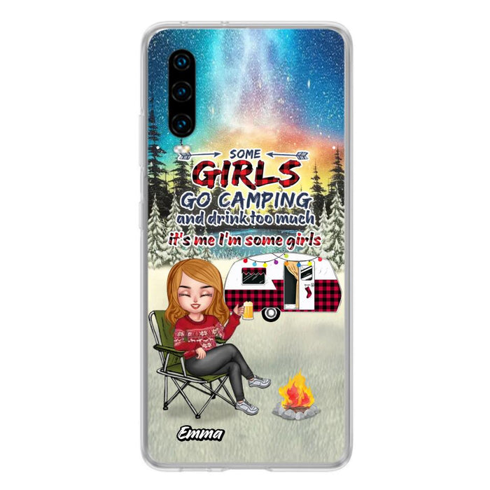 Personalized Xmas Camping Girl Phone Case - Christmas Gift For Camping Lover - Up to 3 Dogs - Some Girls Go Camping And Drink Too Much - Case For Xiaomi, Oppo And Huawei