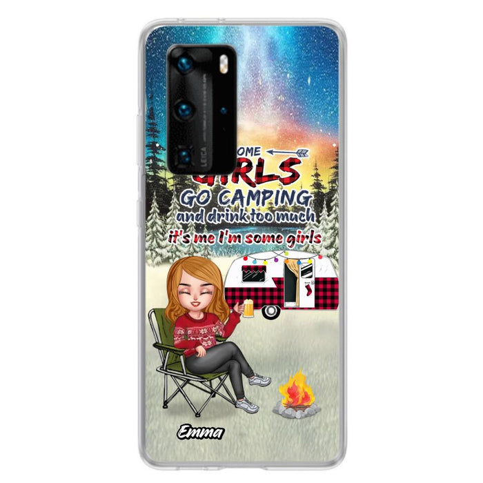 Personalized Xmas Camping Girl Phone Case - Christmas Gift For Camping Lover - Up to 3 Dogs - Some Girls Go Camping And Drink Too Much - Case For Xiaomi, Oppo And Huawei