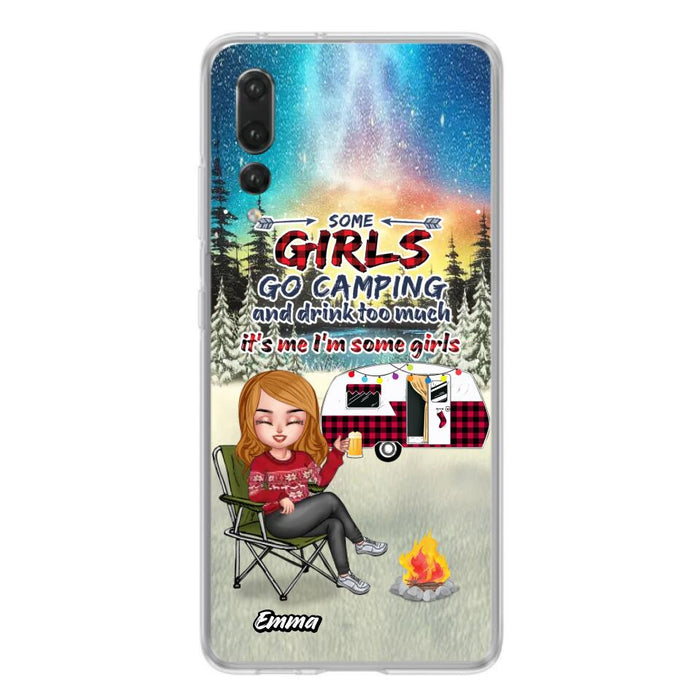 Personalized Xmas Camping Girl Phone Case - Christmas Gift For Camping Lover - Up to 3 Dogs - Some Girls Go Camping And Drink Too Much - Case For Xiaomi, Oppo And Huawei