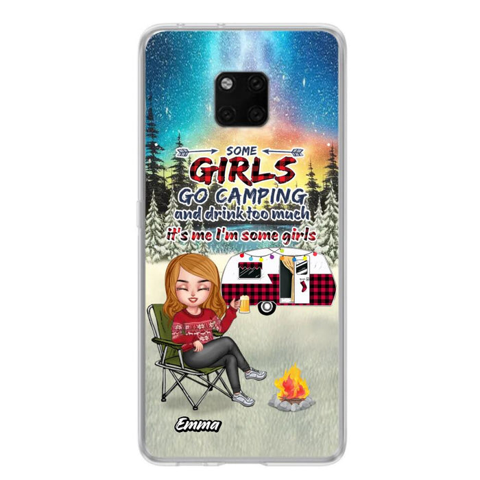 Personalized Xmas Camping Girl Phone Case - Christmas Gift For Camping Lover - Up to 3 Dogs - Some Girls Go Camping And Drink Too Much - Case For Xiaomi, Oppo And Huawei