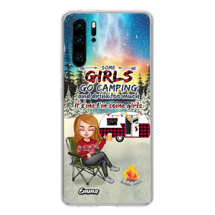 Personalized Xmas Camping Girl Phone Case - Christmas Gift For Camping Lover - Up to 3 Dogs - Some Girls Go Camping And Drink Too Much - Case For Xiaomi, Oppo And Huawei